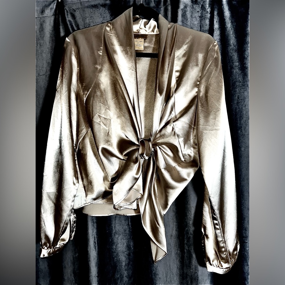Midnight Velvet Tops | Midnight Velvet Vintage Blouse | Size L. | Color: Gold |